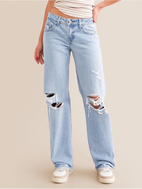 Levi's Denim - Levi's Low Loose Light Blue Ripped Wide-Leg Jeans Size 25/32